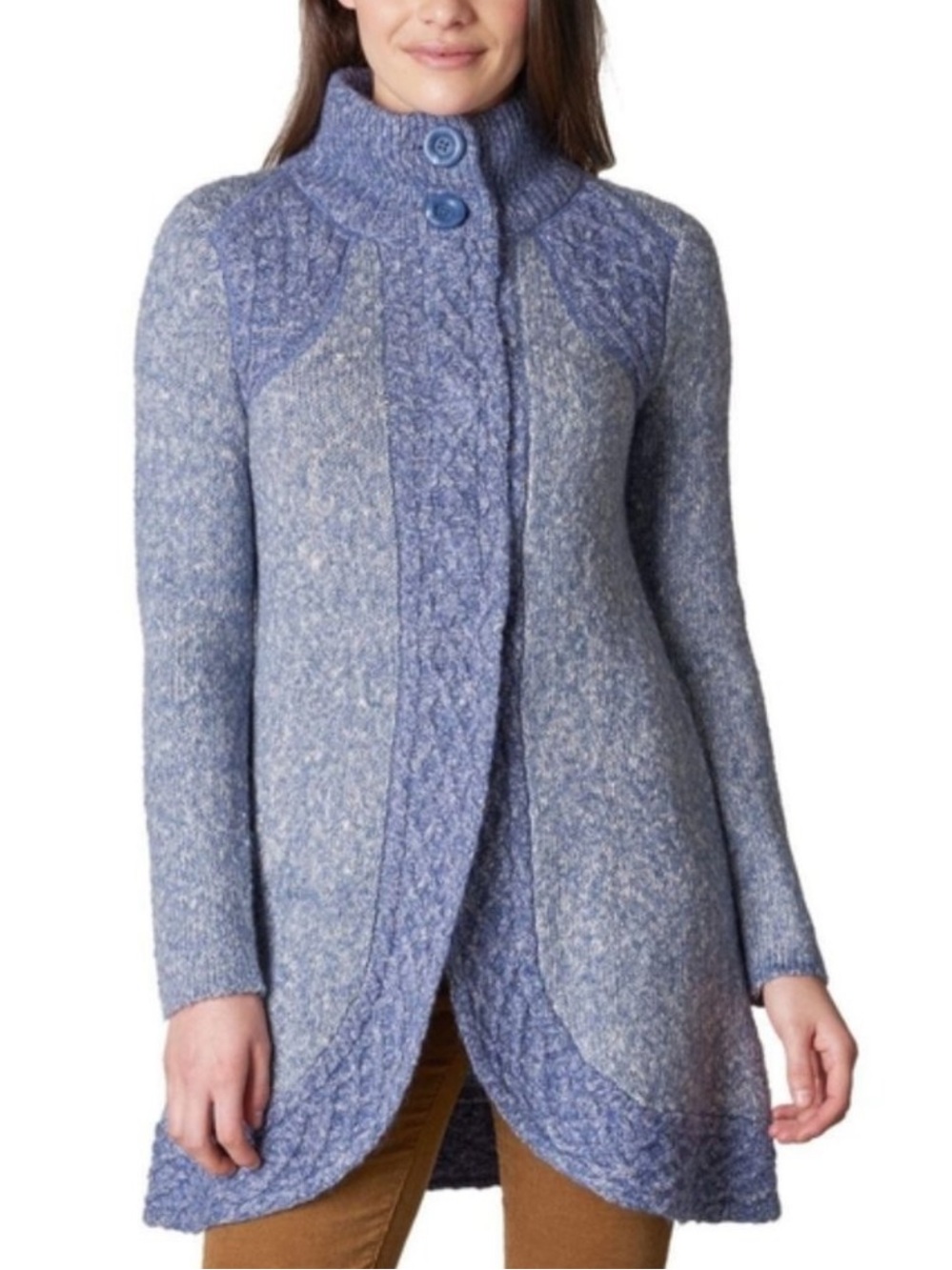 PrAna M Heather Blue Knit Angelica Sweater Duster